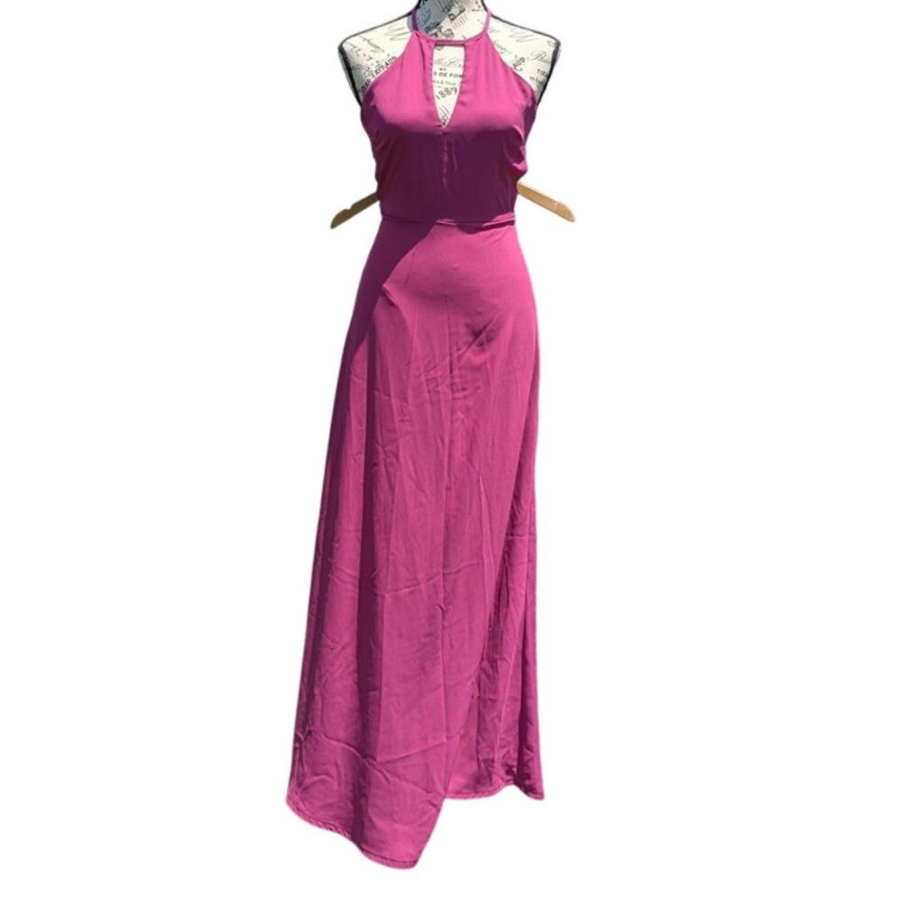 Lulu's pink halter maxi dress women M wedding guest bridesmaid summer spring